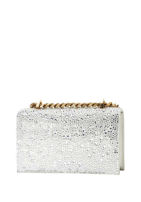 Borsa Mini Jewelled Satchel Con Cristalli in Bianco/Oro ALEXANDER MCQUEEN | 653134-1BLDT1900